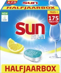 SUN® Sun All-in-1 Normaal Vaatwastabletten - 7 X 25 Tabletten - Voordeelverpakking -Afwas Benodigdheden Winkel 1006x1200 1
