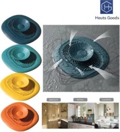 Afwas Benodigdheden Winkel 45 Heuts Goods - Gootsteenzeef - Gootsteenstop - Afvoerzeef - Afvoerstop - Spoelbal - Bad - Douchebak - Keuken - Wasbak - Badkuip - Siliconen - Donkerblauw