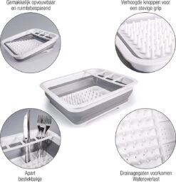 Amazy Afdruiprek Opvouwbaar & Bpa-vrij - Afdruiprek Voor Het Drogen Van Bestek, Borden, Glazen & Flessen - Afdruipmat In Grijs-wit Van Kunststof & Silicone Voor Gootsteen, Spoelbakken, Keuken -Afwas Benodigdheden Winkel 1160x1200