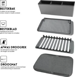 Afdruiprek Met Lekbak - Inclusief Afdruipmat - Opvouwbaar - Afwasrek Met Uitneembare Bestekhouder - Voor Bestek, Borden, Pannen En Schalen -Afwas Benodigdheden Winkel 1167x1200 1