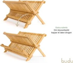 Budu Afdruiprek - Afdruiprekje Van Bamboe Hout - Afdruiprek Voor Afwas - Vaatwasrek - Keukenrek - Inklapbaar - Opvouwbaar - -Afwas Benodigdheden Winkel 1200x1037 1