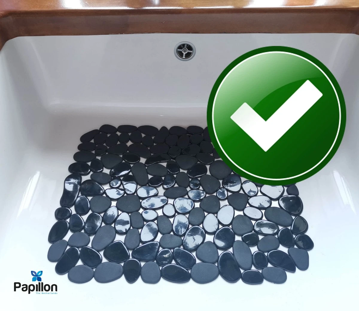 Merkloos Papillon - Gootsteenmat - 40x30 Cm - Kiezels Zwart 3 Merkloos Papillon - Gootsteenmat - 40x30 Cm - Kiezels Zwart - Afbeelding 3