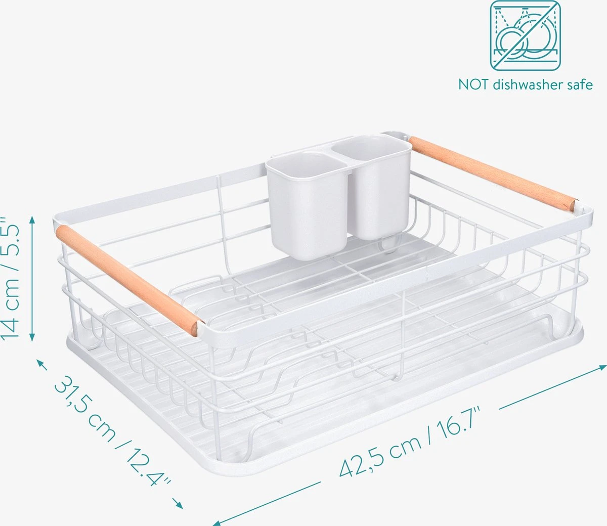 Navaris Afdruiprek Met Uitneembare Bestekhouder - Afwasrek Met Losse Lekbak - Vaatwasrek Met Plateau - Voor Bestek, Borden, Schalen En Pannen 4 Navaris Afdruiprek Met Uitneembare Bestekhouder - Afwasrek Met Losse Lekbak - Vaatwasrek Met Plateau - Voor Bestek, Borden, Schalen En Pannen - Afbeelding 4