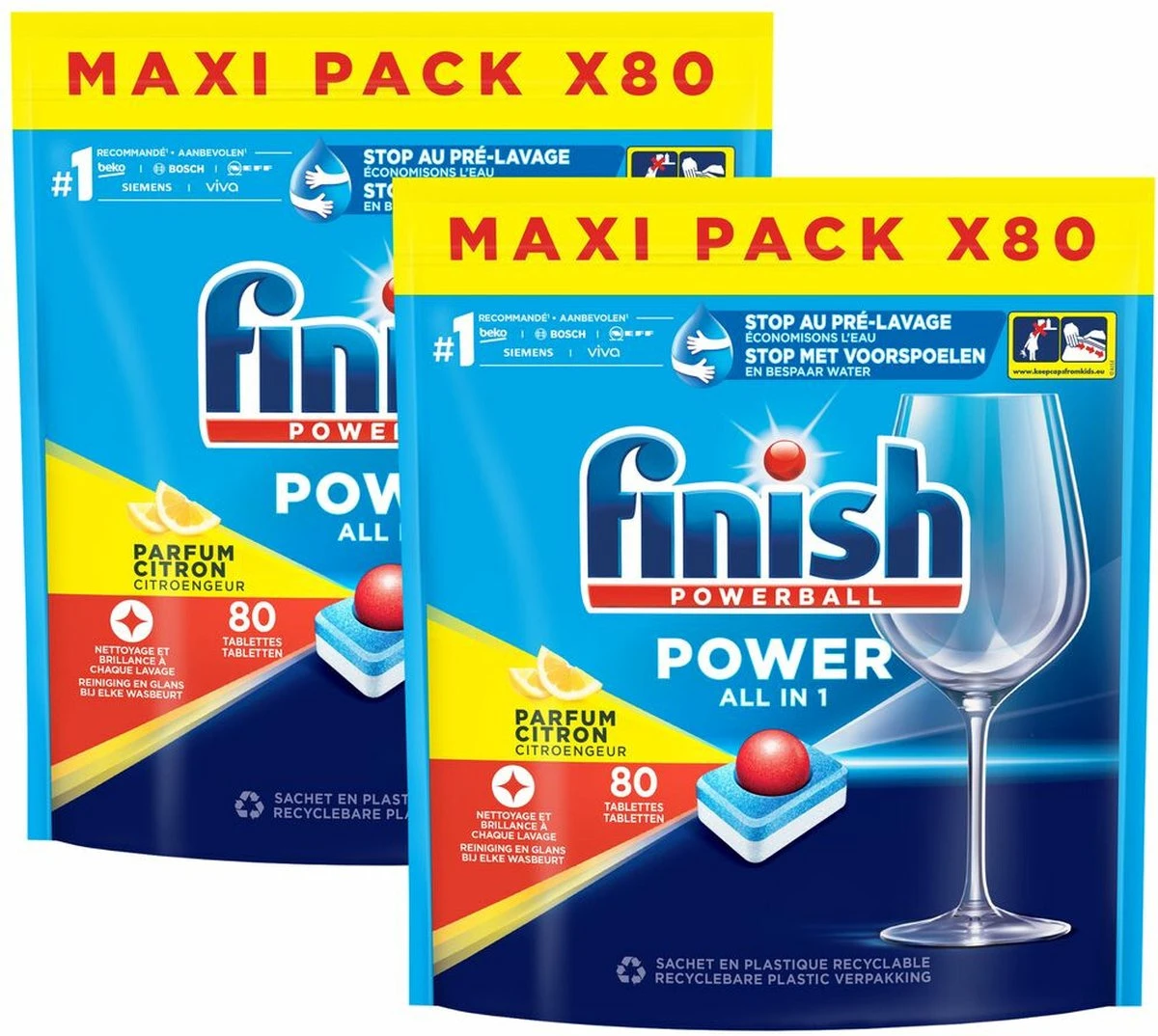 Finish Power All In One Citroen Vaatwastabletten - 160 Stuks 1 Finish Power All In One Citroen Vaatwastabletten - 160 Stuks