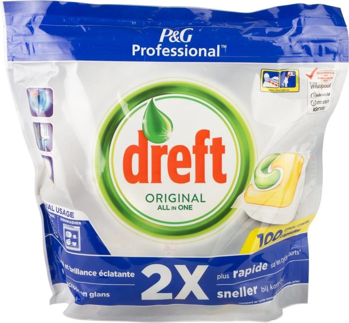 Dreft - Original - All In One - Vaatwastabletten - Citroen - 100 Stuks 2 Dreft - Original - All In One - Vaatwastabletten - Citroen - 100 Stuks - Afbeelding 2
