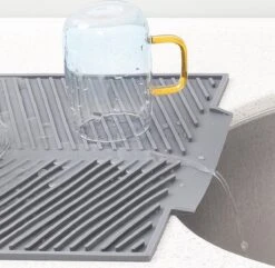 Navaris Siliconen Droogmat Met Afvoer - Aanrecht Droogmat Voor Afwas, Borden, Bestek, Glazen - Grijs -Afwas Benodigdheden Winkel 1200x1171 1