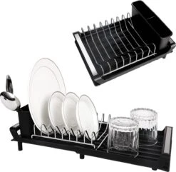 MIRI Afdruiprek – Afwasrek – Uitschuifbaar – Met Lekbak In Gootsteen – Afwas – Roestvrij Staal – Zwart -Afwas Benodigdheden Winkel 1200x1173 5