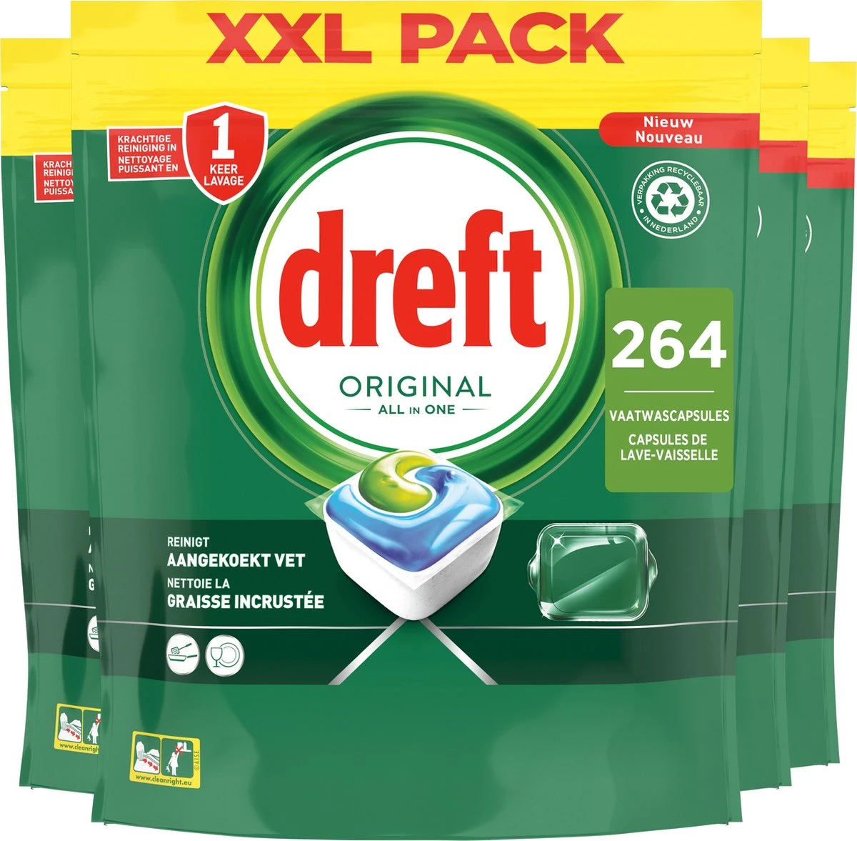 Dreft Original All In One Vaatwastabletten - Voordeelverpakking 4 X 66 Stuks 1 Dreft Original All In One Vaatwastabletten - Voordeelverpakking 4 X 66 Stuks