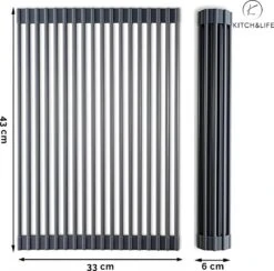 Kitch&Life Afdruiprek Oprolbaar - Mat Zwart - Pannenonderzetter - Afdruipmat - Keukenrek 3-in-1 -Afwas Benodigdheden Winkel 1200x1185