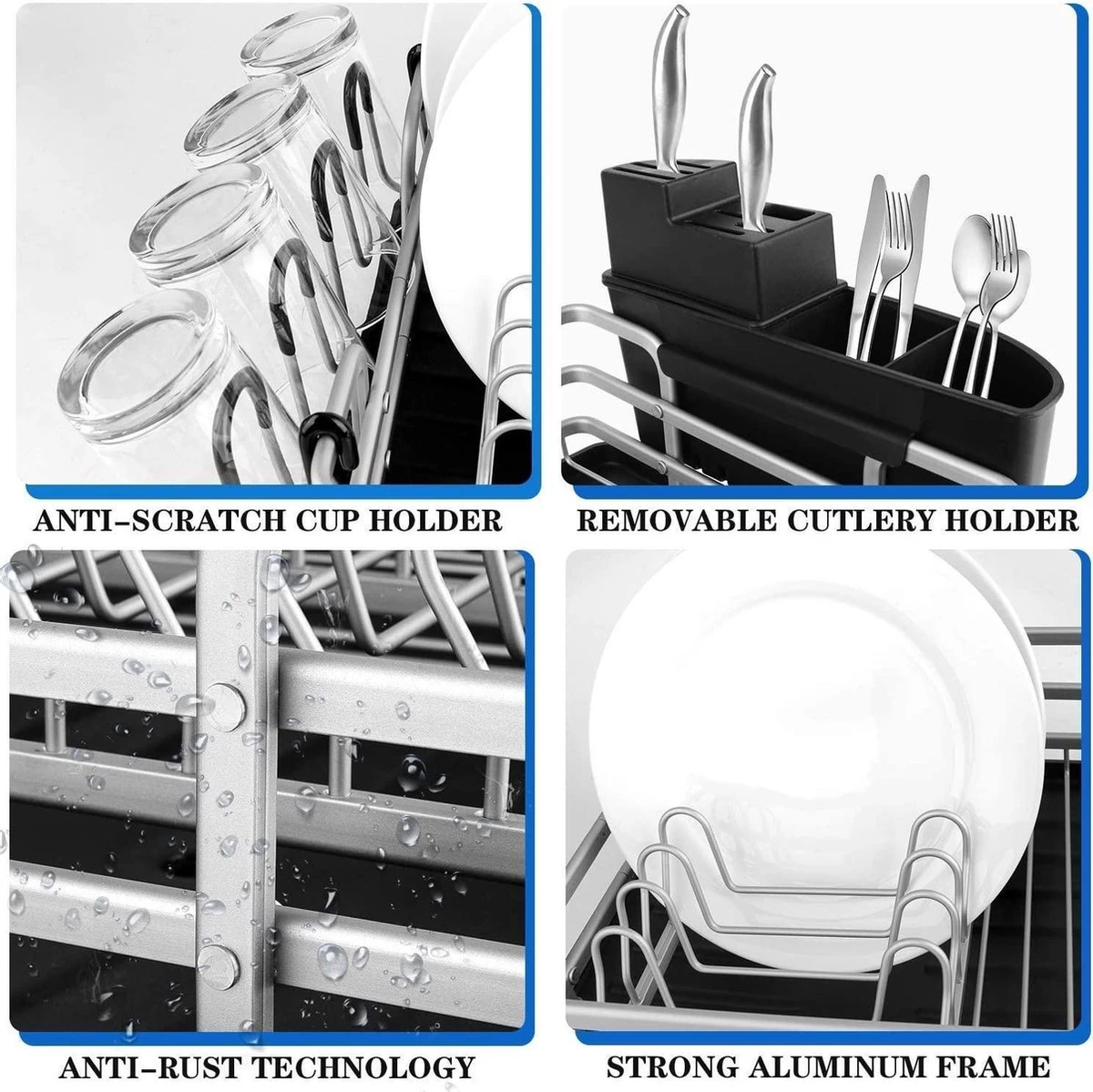Doogo® Afdruiprek Met Bestekkorf En Lekbak Voor Keukenborden En Bestek Afdruiprek Met Draaibare Uitloop 7 Doogo® Afdruiprek Met Bestekkorf En Lekbak Voor Keukenborden En Bestek Afdruiprek Met Draaibare Uitloop - Afbeelding 7