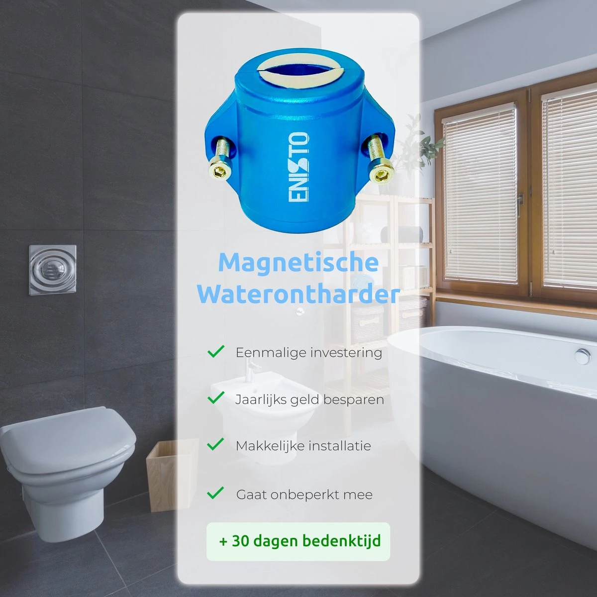 ENISTO® Magnetische Waterontharder Small – Waterontharder Magneet – Douchefilter – Waterontkalker – Waterverzachter – Antikalk – Blauw – RVS 4 ENISTO® Magnetische Waterontharder Small – Waterontharder Magneet – Douchefilter – Waterontkalker – Waterverzachter – Antikalk – Blauw – RVS - Afbeelding 4