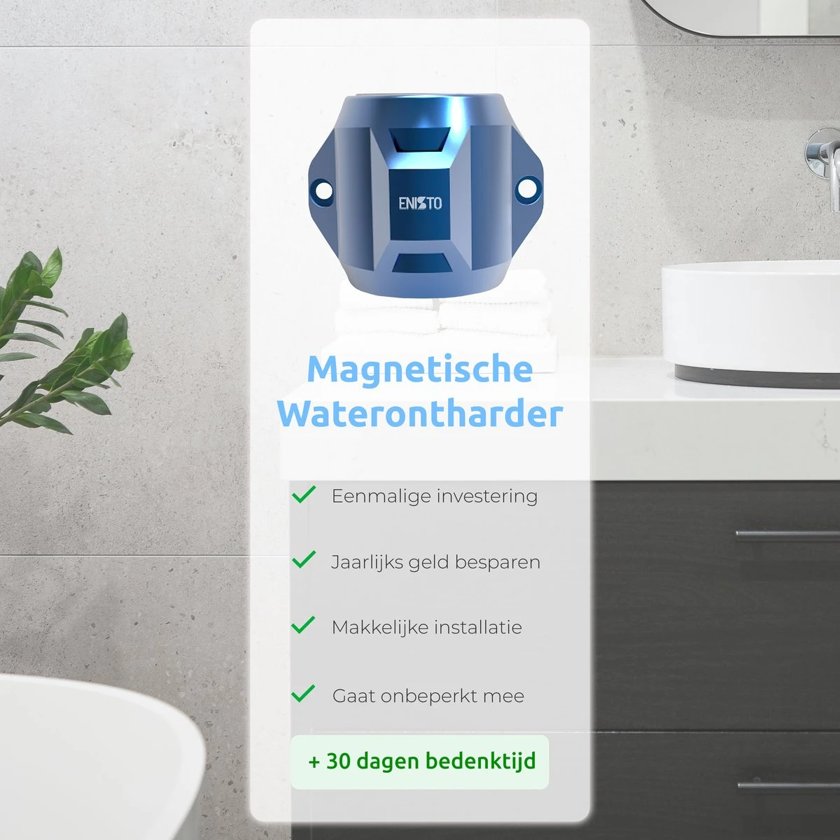 ENISTO® Magnetische Waterontharder Medium – Waterontharder Magneet – Douchefilter – 15.000 Gauss – Waterontkalker – Waterverzachter – Antikalk – Blauw – RVS 4 ENISTO® Magnetische Waterontharder Medium – Waterontharder Magneet – Douchefilter – 15.000 Gauss – Waterontkalker – Waterverzachter – Antikalk – Blauw – RVS - Afbeelding 4
