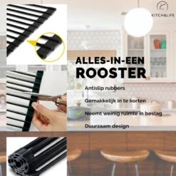 Kitch&Life Afdruiprek Oprolbaar - Mat Zwart - Pannenonderzetter - Afdruipmat - Keukenrek 3-in-1 -Afwas Benodigdheden Winkel 1200x1200 387