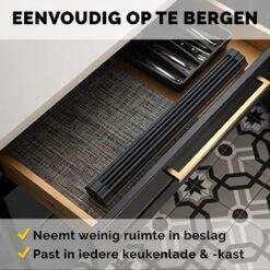 Kitch&Life Afdruiprek Oprolbaar - Mat Zwart - Pannenonderzetter - Afdruipmat - Keukenrek 3-in-1 -Afwas Benodigdheden Winkel 1200x1200 389