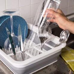 Amazy Afdruiprek Opvouwbaar & Bpa-vrij - Afdruiprek Voor Het Drogen Van Bestek, Borden, Glazen & Flessen - Afdruipmat In Grijs-wit Van Kunststof & Silicone Voor Gootsteen, Spoelbakken, Keuken -Afwas Benodigdheden Winkel 1200x1200 451