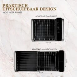 MIRI Afdruiprek – Afwasrek – Uitschuifbaar – Met Lekbak In Gootsteen – Afwas – Roestvrij Staal – Zwart -Afwas Benodigdheden Winkel 1200x1200 454