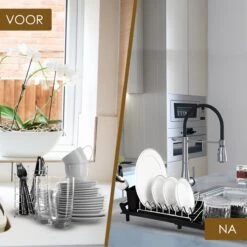 MIRI Afdruiprek – Afwasrek – Uitschuifbaar – Met Lekbak In Gootsteen – Afwas – Roestvrij Staal – Zwart -Afwas Benodigdheden Winkel 1200x1200 456