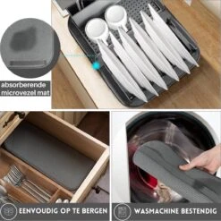 Afdruiprek Met Lekbak - Inclusief Afdruipmat - Opvouwbaar - Afwasrek Met Uitneembare Bestekhouder - Voor Bestek, Borden, Pannen En Schalen -Afwas Benodigdheden Winkel 1200x1200 458