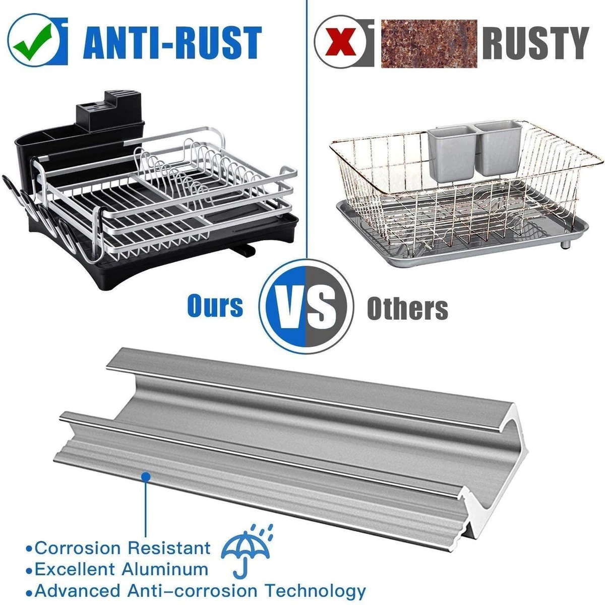 Doogo® Afdruiprek Met Bestekkorf En Lekbak Voor Keukenborden En Bestek Afdruiprek Met Draaibare Uitloop 5 Doogo® Afdruiprek Met Bestekkorf En Lekbak Voor Keukenborden En Bestek Afdruiprek Met Draaibare Uitloop - Afbeelding 5
