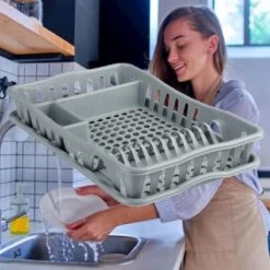 Merkloos Decopatent® Afdruiprek Voor Afwas - Afdruiprekje Met Lekbak - Kunststof Afdruipmat - Afwassen Borden & Bestek - 32.5x49x9 - Grijs -Afwas Benodigdheden Winkel 1200x1200 469