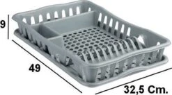 Merkloos Decopatent® Afdruiprek Voor Afwas - Afdruiprekje Met Lekbak - Kunststof Afdruipmat - Afwassen Borden & Bestek - 32.5x49x9 - Grijs -Afwas Benodigdheden Winkel 1200x668