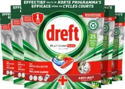 Afwas Benodigdheden Winkel 42 Dreft Platinum Plus All In One - Vaatwastabletten - Voordeelverpakking 5 X 25 Stuks