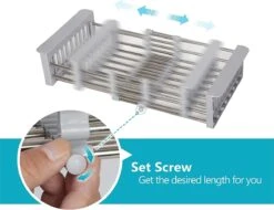 IBright Verstelbare Keukenrek - Gootsteen Mand - Afdruiprek – Vergiet – Verstelbaar In Lengte - Uitschuifbaar - RVS Grijs -Afwas Benodigdheden Winkel 1200x925