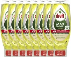 Afwas Benodigdheden Winkel 39 Dreft MaxPower - Lemon - Vloeibaar Afwasmiddel - Voordeelverpakking 8 X 640 Ml