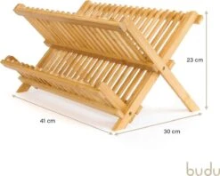 Budu Afdruiprek - Afdruiprekje Van Bamboe Hout - Afdruiprek Voor Afwas - Vaatwasrek - Keukenrek - Inklapbaar - Opvouwbaar - -Afwas Benodigdheden Winkel 1200x963