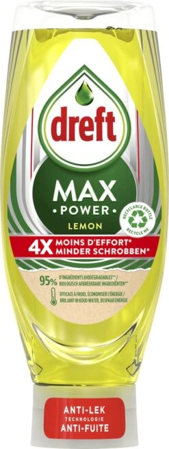 Dreft MaxPower - Lemon - Vloeibaar Afwasmiddel - Voordeelverpakking 8 X 640 Ml -Afwas Benodigdheden Winkel 453x1200