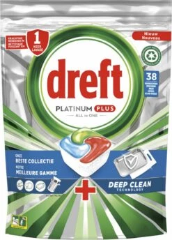 Dreft Platinum Plus All In One Vaatwastabletten - Deep Clean - Voordeelverpakking 4 X 38 Stuks -Afwas Benodigdheden Winkel 861x1200
