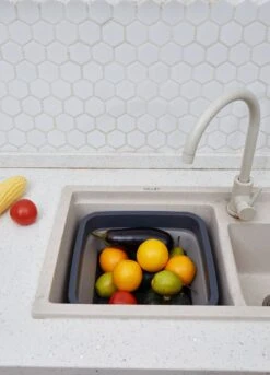 YUGN BLACK Opvouwbare Afwasteil 9 Liter - Afwasbak Teil Wasteil - Afwasbak Vierkant - Afwasteil Opvouwbaar - Ruimtebesparend - Cadeau Tip -Afwas Benodigdheden Winkel 863x1200