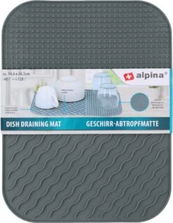Alpina Afdruipmat - Droogmat - Siliconen - 26,5x34,5 Cm - Grijs -Afwas Benodigdheden Winkel 935x1200