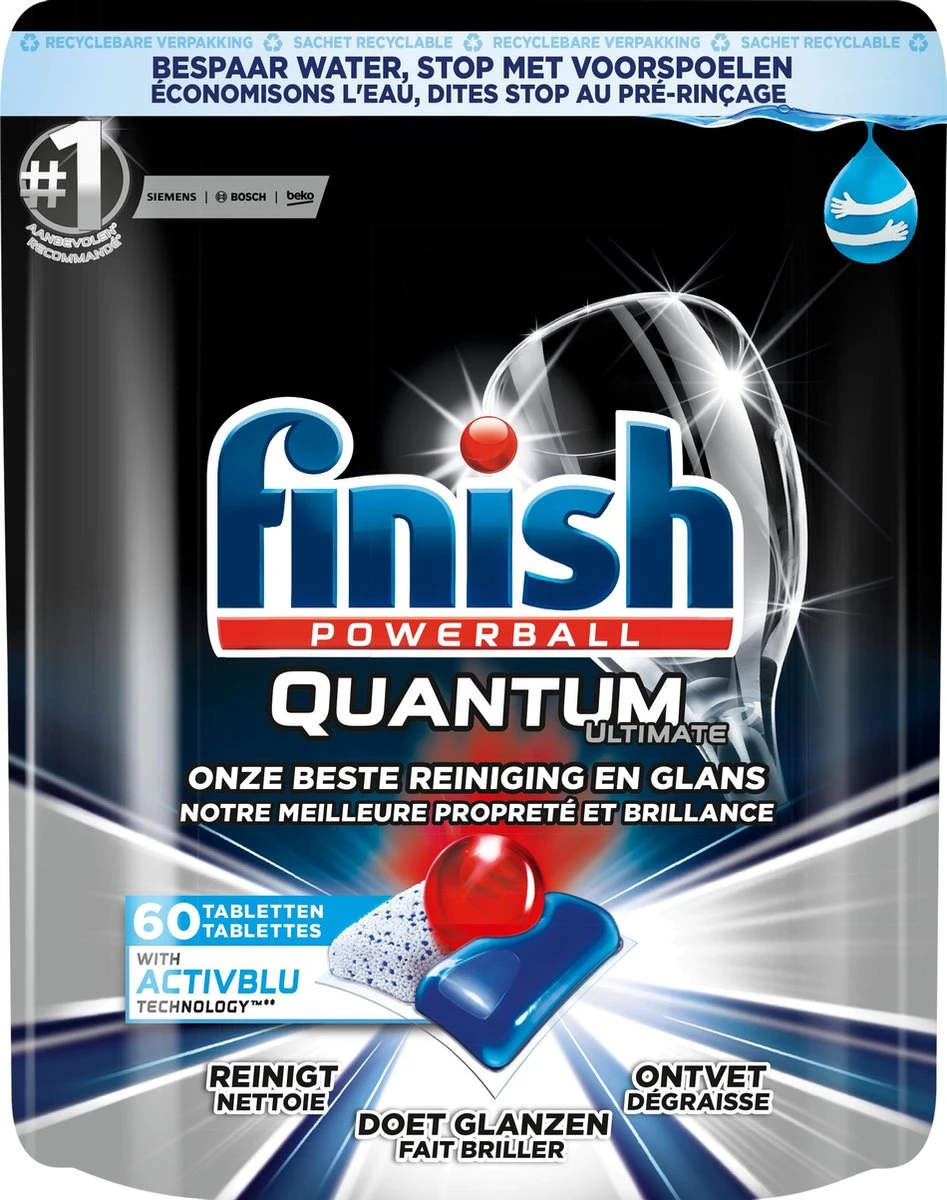 Finish Quantum Ultimate Active Blue Regular Vaatwastabletten - 60 Tabs 1 Finish Quantum Ultimate Active Blue Regular Vaatwastabletten - 60 Tabs