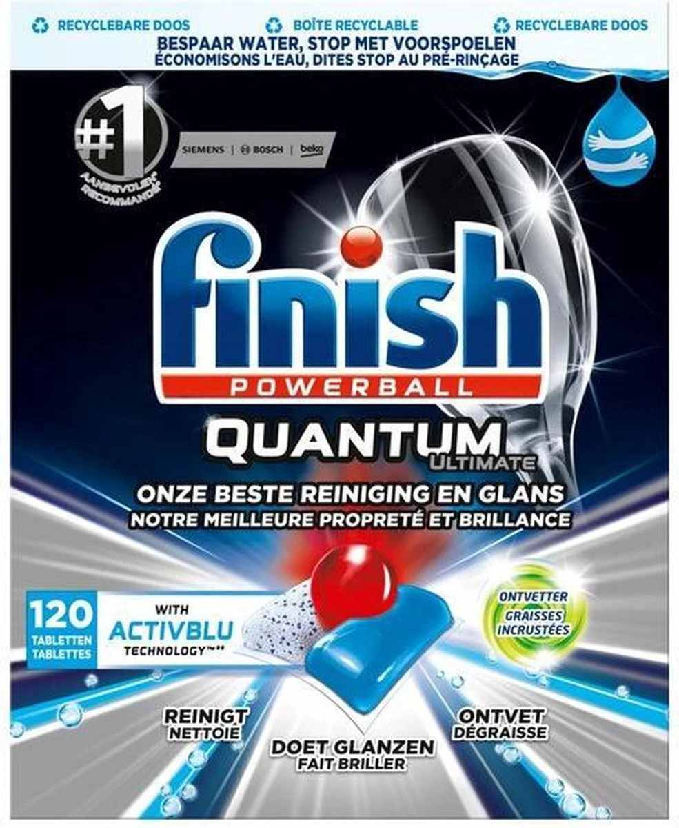 Finish Powerball Quantum Ultimate - 120 Vaatwastabletten - ActivBlu Technology 1 Finish Powerball Quantum Ultimate - 120 Vaatwastabletten - ActivBlu Technology